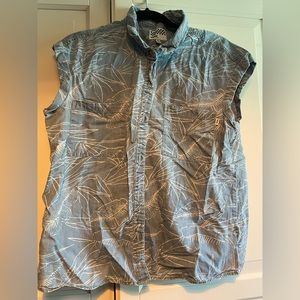 Vans Denim Floral Pattern Button Up Shirt